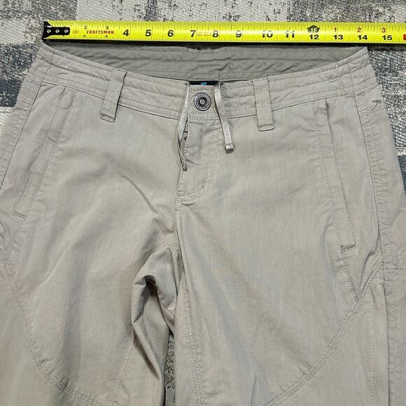 Kuhl Outdoor Hiking Pants Womens 2 Regular Beige Cargo Pockets Drawstring 28x32 - Picture 3 of 13
